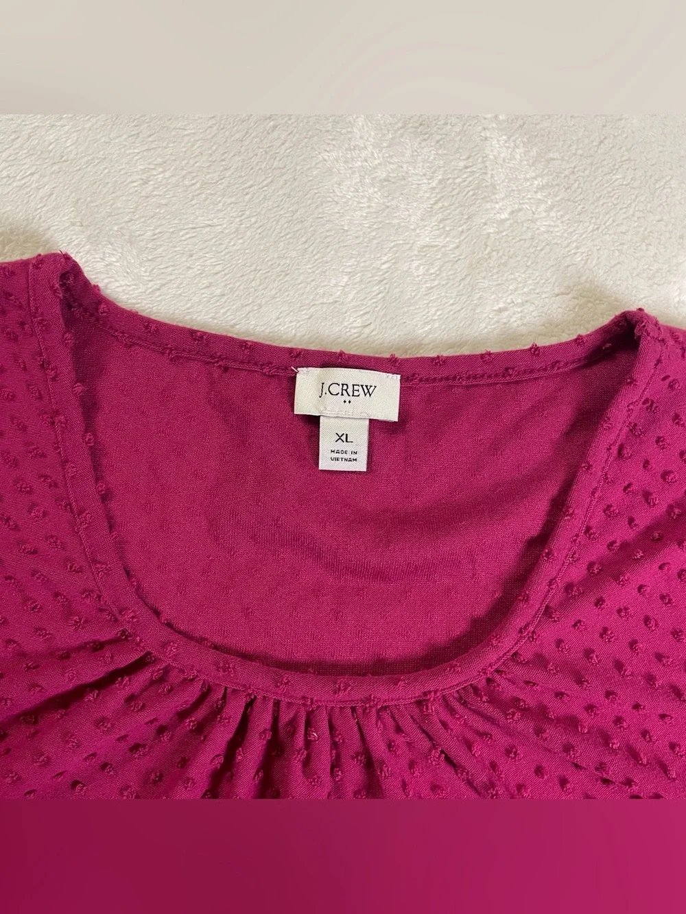J. Crew Raspberry Bubble Textured 3/4 Sleeve Blouse size XL